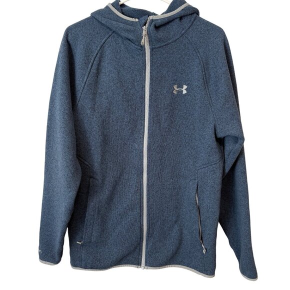 Under Armour Mens Storm Fleece Zip-Up Hoodie Medium Blue Loose Long Sleeve - Picture 1 of 9